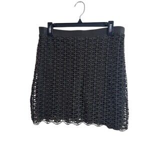 J.Crew Mini Skirt Womens Size M Black Crochet Lace Cocktail Party Workwear